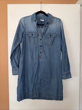 J. Crew Casual Blue Denim Long-Sleeve Shirt Dress